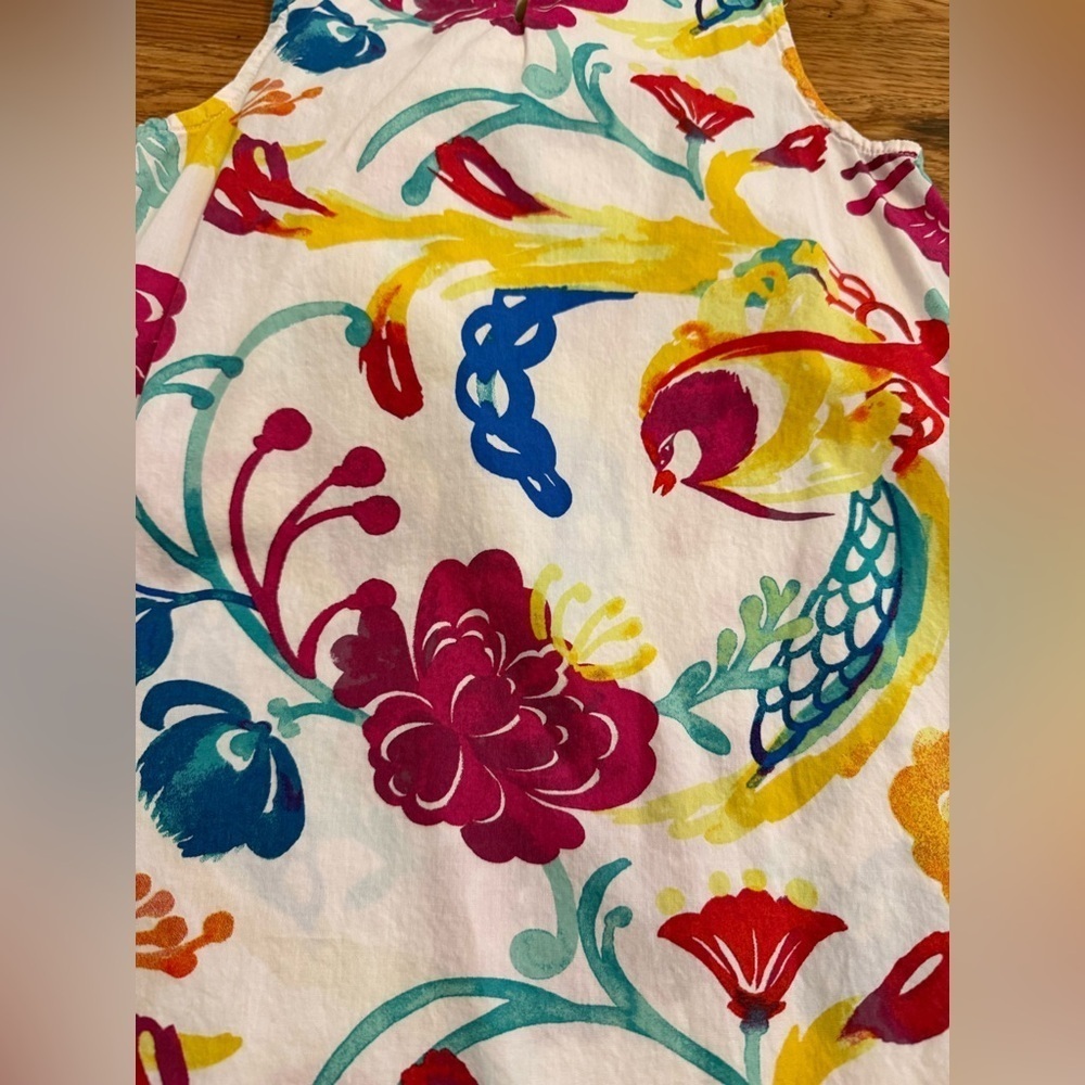 Tea Collection Multicolored Floral and Birds Sleeveless Dress with Ruffle Size 6 - Picture 7 of 8